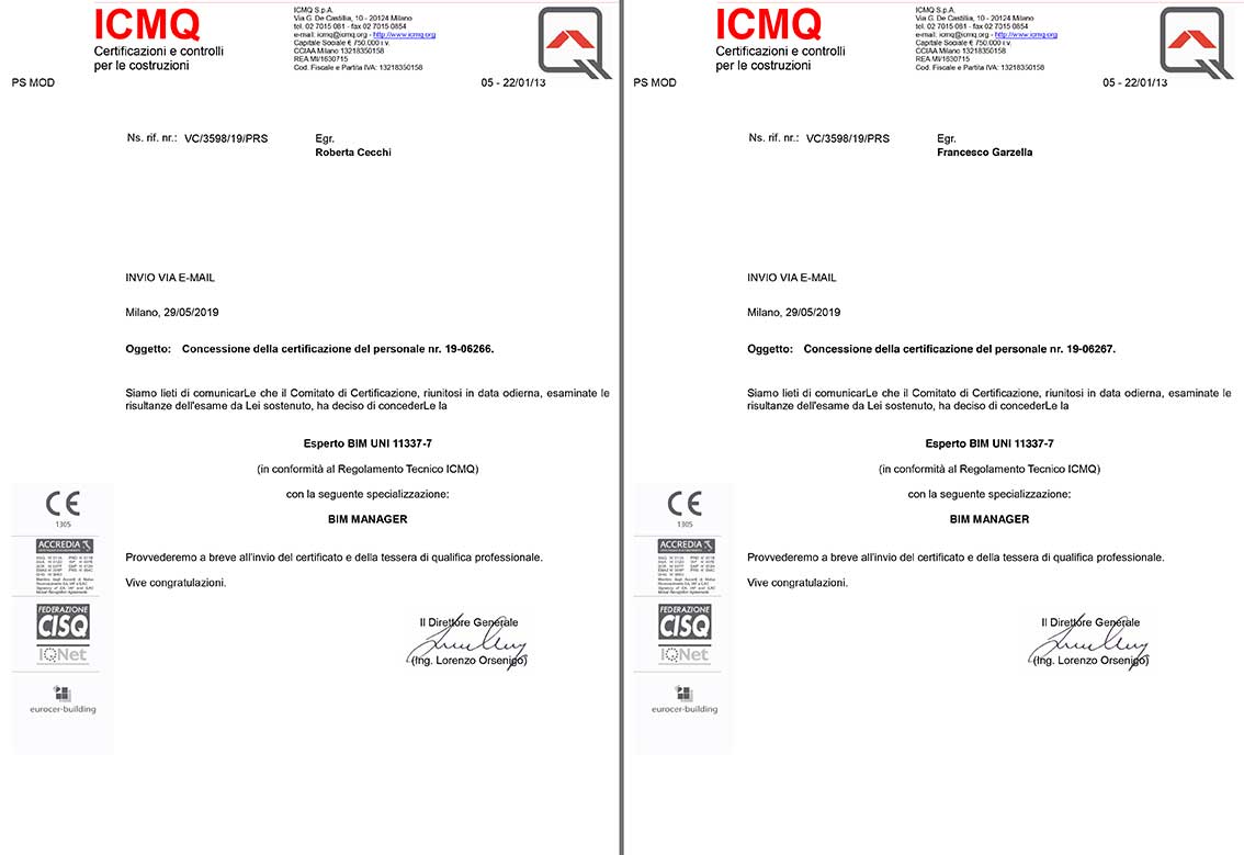 Certificazioni BIM Manager ICMQ